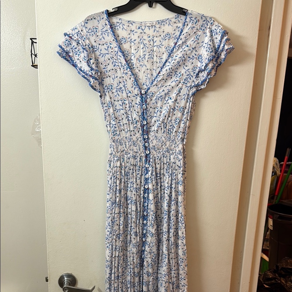 Floral Blue and White Dress